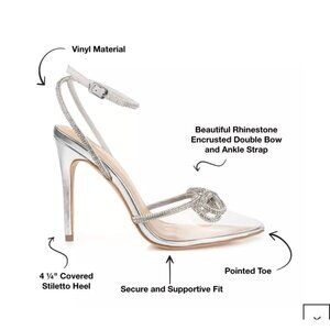 Journey Collection Silver Bow Stiletto Wrap Strap Heels 11 Party Cruise Wedding